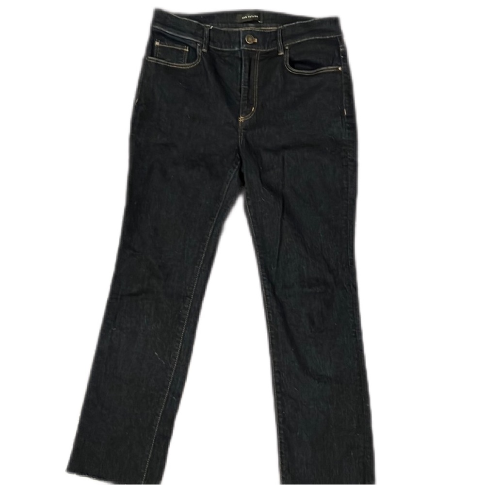 Ann Taylor Slim Crop Modern Fit Dark Rinse Jeans w Raw Hem